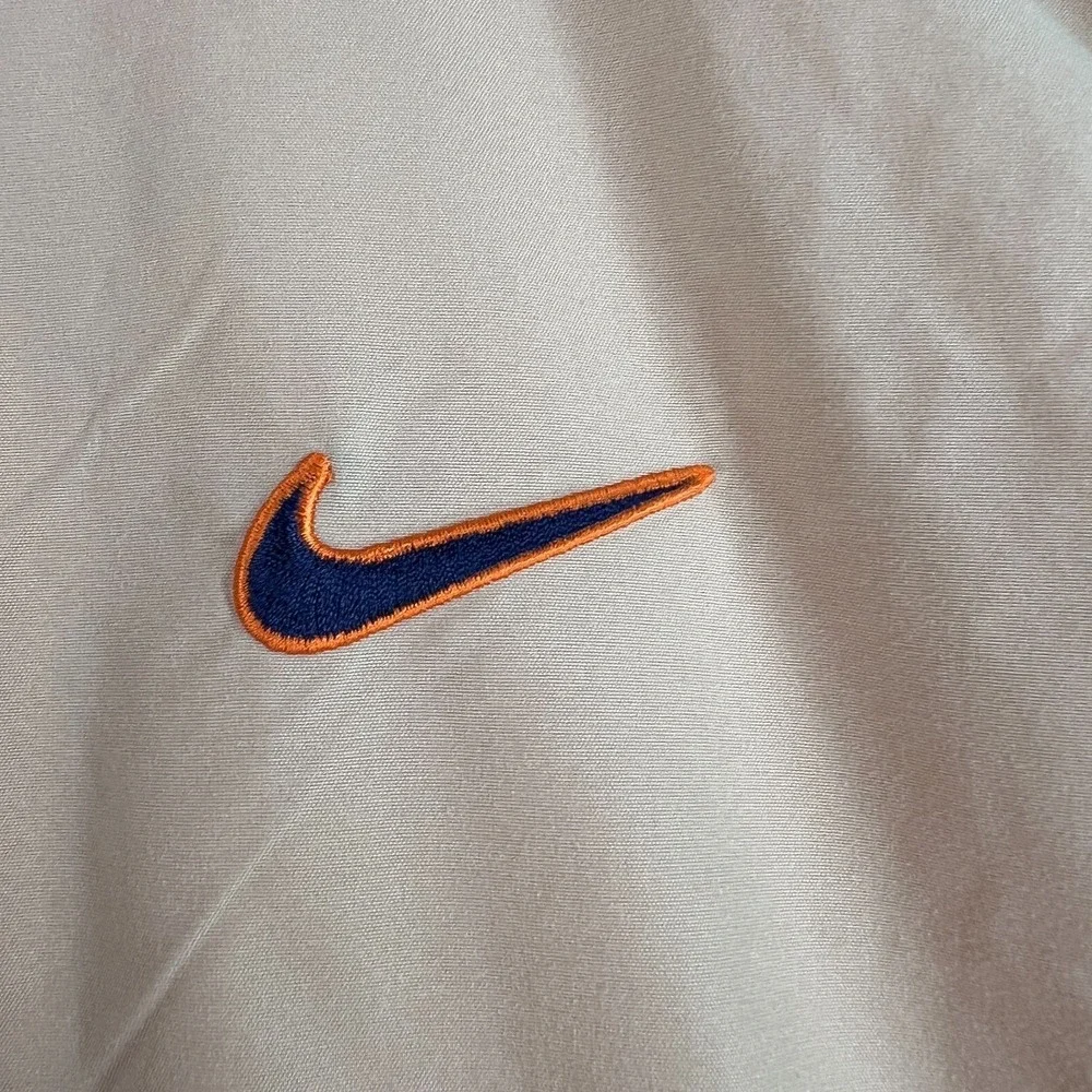 Vintage Nike Jacket Mens Medium Beige‎ Orange Mesh Lined 1/2 Zip Hooded